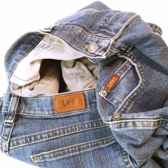 Y2K Lee Denim Mom Jeans Bootcut Lady-14M(32x32) Stretch Soft-Worn 5-Pocket Fray - Picture 8 of 12